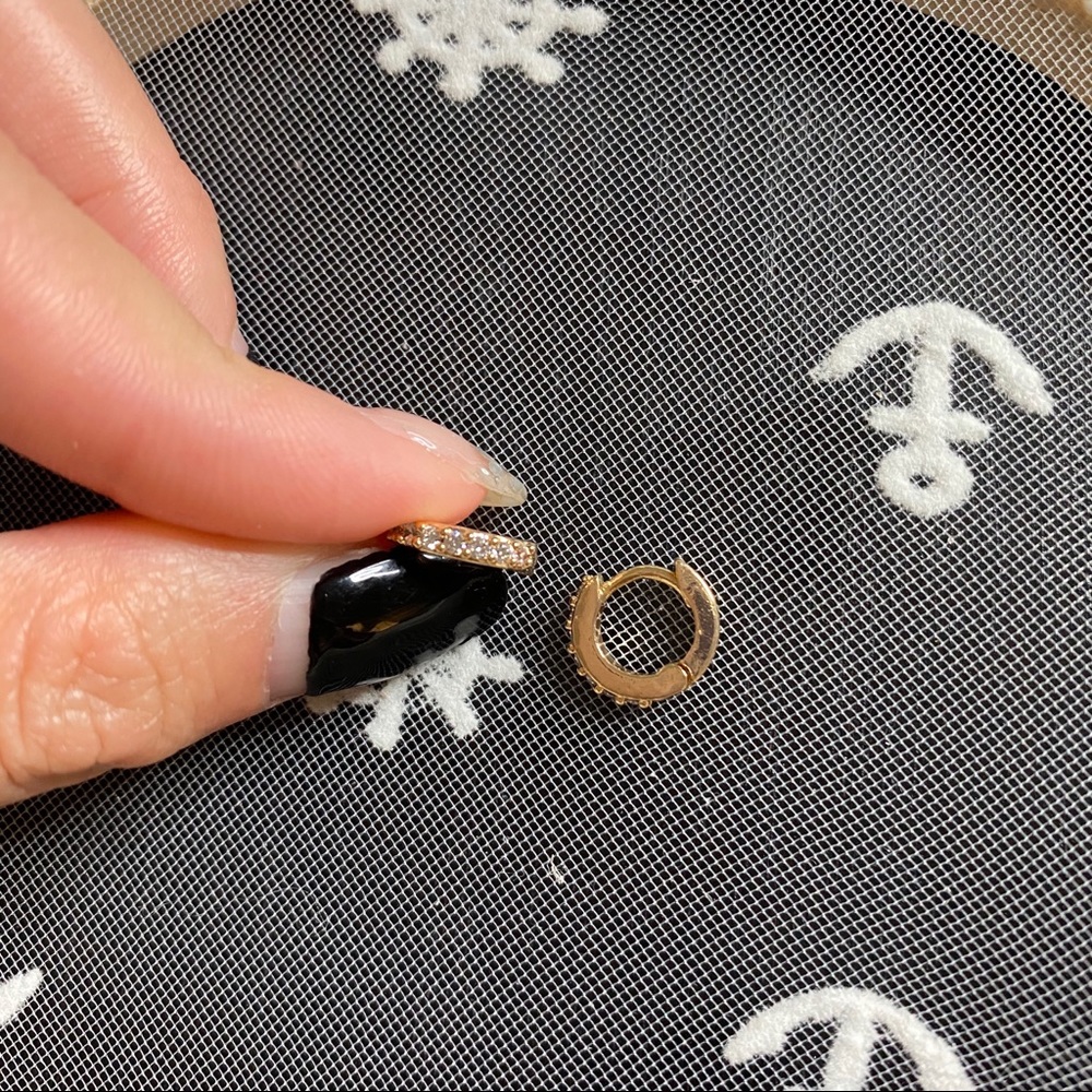 NWOT Anthro BaubleBar Mini Crystal Hoop Earrings - Picture 2 of 5